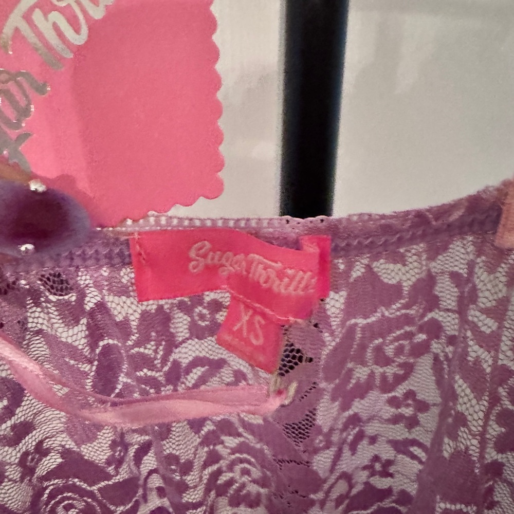 Sugar Thrillz Pink and Purple Lace Chemise nwt - Picture 2 of 6